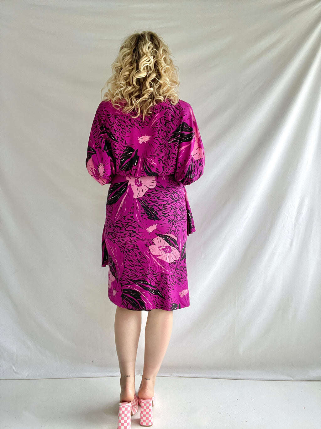 Gorgeous Pink silk 80s dress