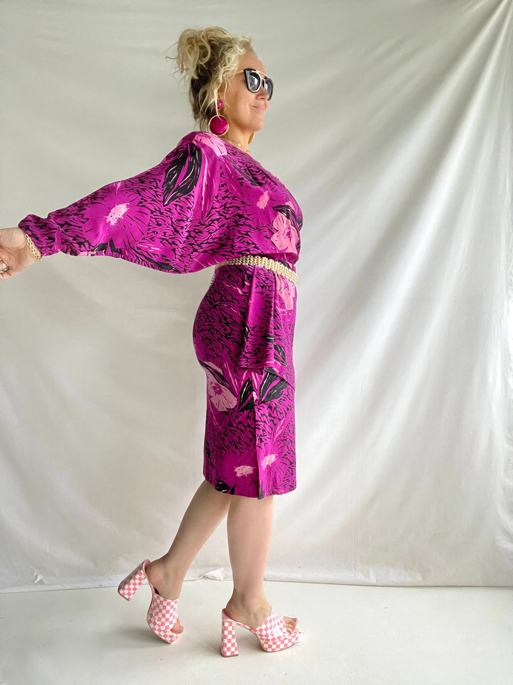 Gorgeous Pink silk 80s dress