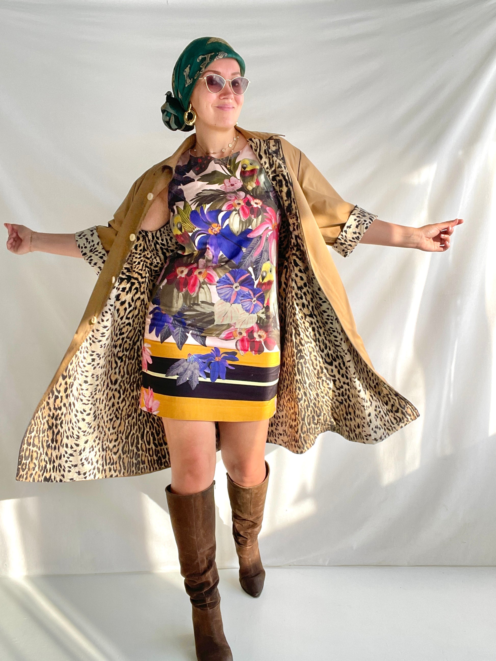 Tropical cocktail 90s dress by Pierre Cardin