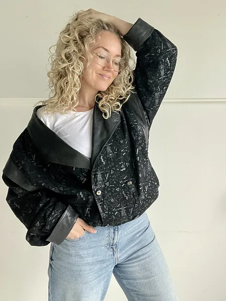 Abstract Print Leather KENZO Bomber, full look