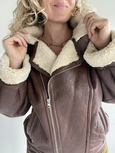 Brown Shearling 80's Bomber, photo 7