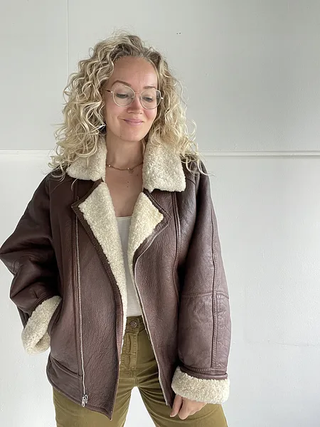 Brown Shearling 80's Bomber, photo 8