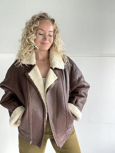 Brown Shearling 80's Bomber, photo 4