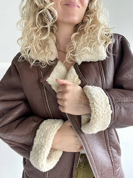 Brown Shearling 80's Bomber, photo 1
