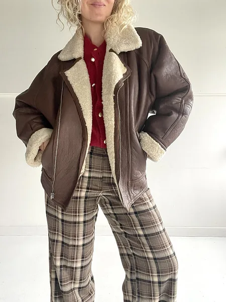 Brown Shearling 80's Bomber, photo 3