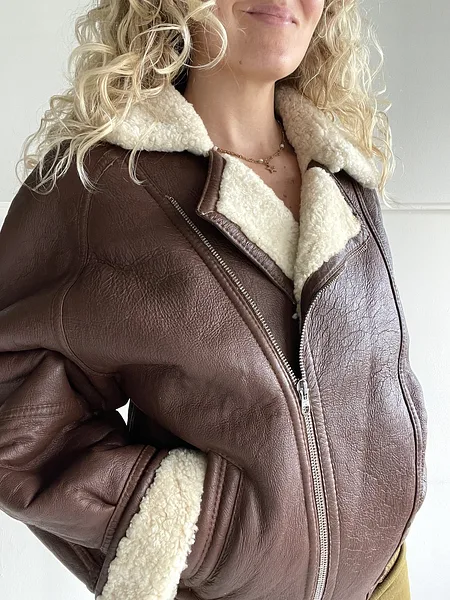 Brown Shearling 80's Bomber, photo 5