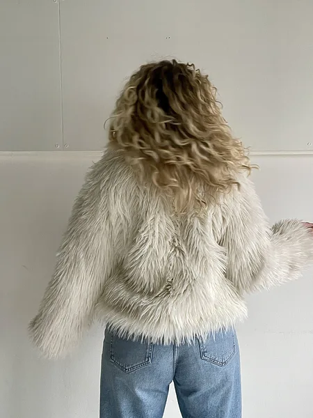 Cream Shaggy Faux Fur Jacket, photo 4