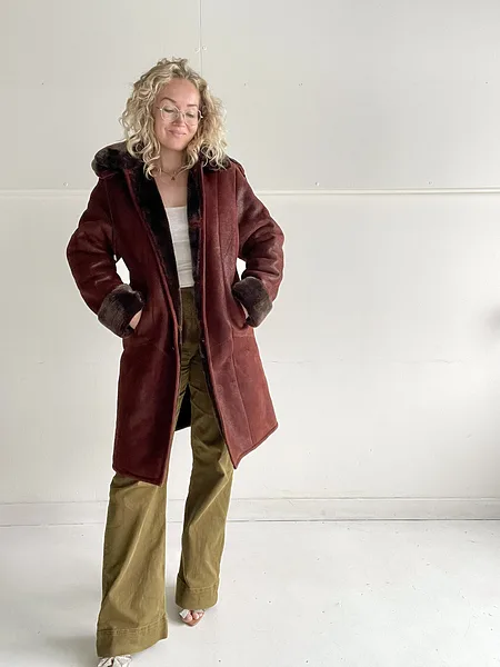 Dark Red Shearling Coat, photo 4