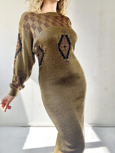 Knitted Ochre 80's Dress, photo 4