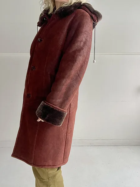 Dark Red Shearling Coat, photo 6