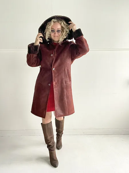 Dark Red Shearling Coat, photo 7