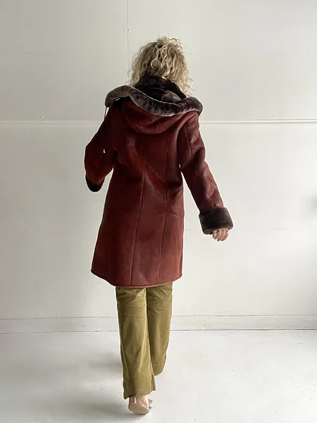 Dark Red Shearling Coat, photo 8