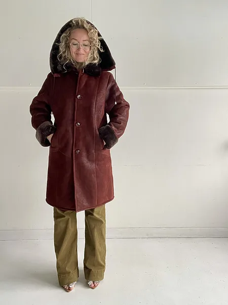 Dark Red Shearling Coat, photo 9