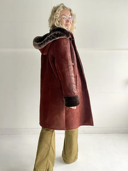 Dark Red Shearling Coat, photo 10