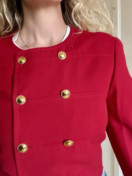 Cropped Red Blazer with Gold Buttons, photo 3