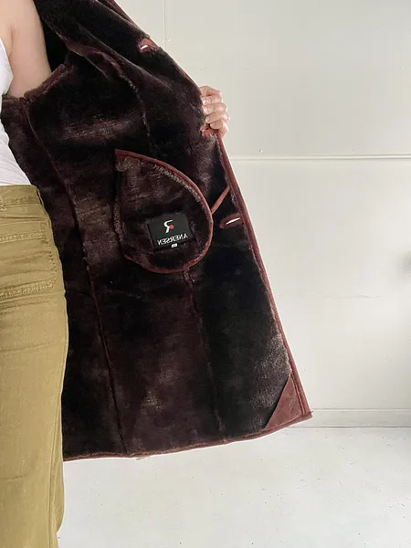 Dark Red Shearling Coat, photo 3