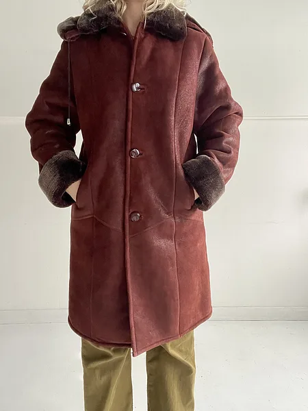 Dark Red Shearling Coat, photo 5