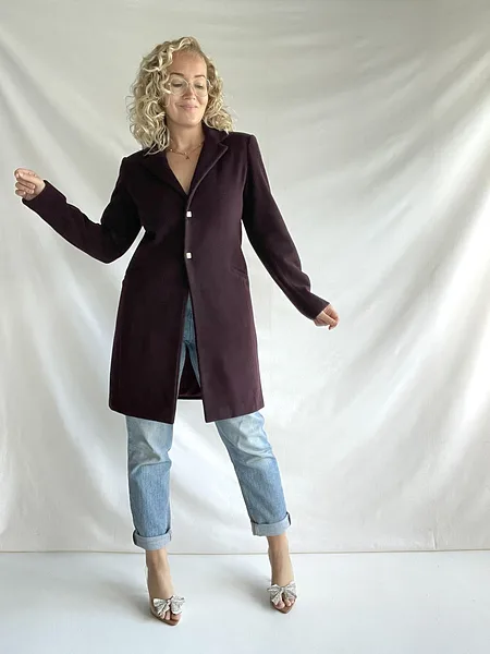90s Versace Jeans Couture Aubergine Coat, photo 7