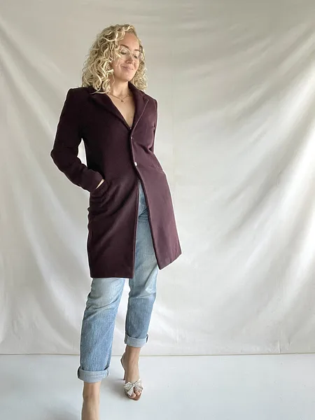 90s Versace Jeans Couture Aubergine Coat, photo 5