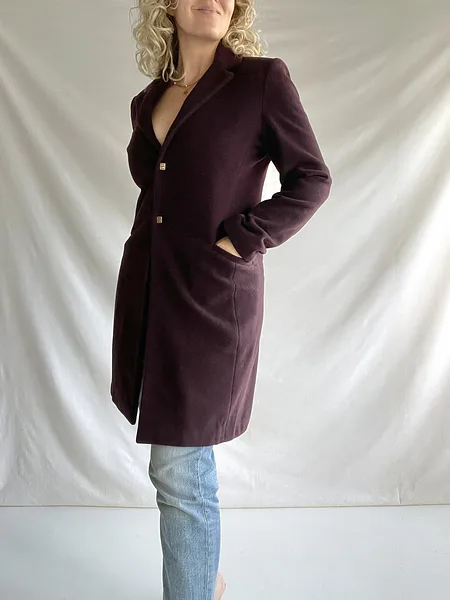 90s Versace Jeans Couture Aubergine Coat, photo 11