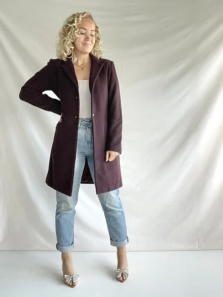 90s Versace Jeans Couture Aubergine Coat, photo 12