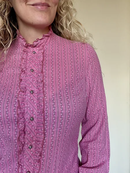 Pink Floral Stripe Ruffle Blouse, photo 4