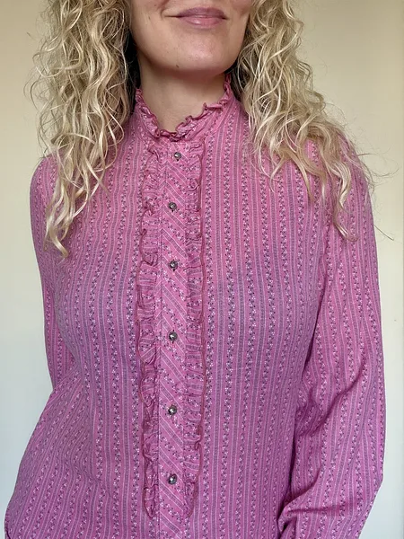 Pink Floral Stripe Ruffle Blouse, photo 5