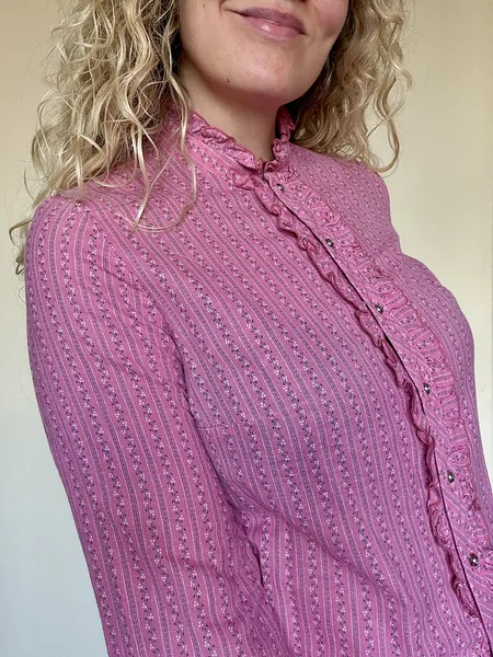 Pink Floral Stripe Ruffle Blouse, photo 6
