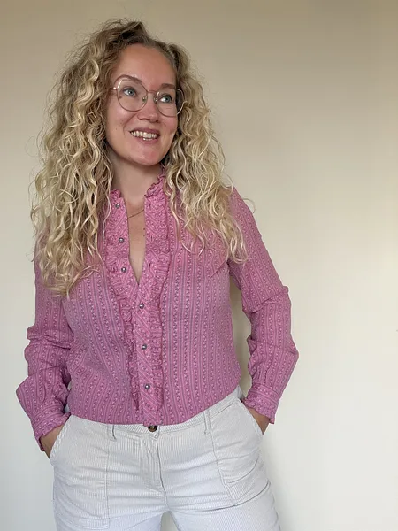 Pink Floral Stripe Ruffle Blouse, photo 3