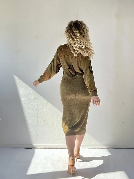Knitted Ochre 80's Dress, photo 7