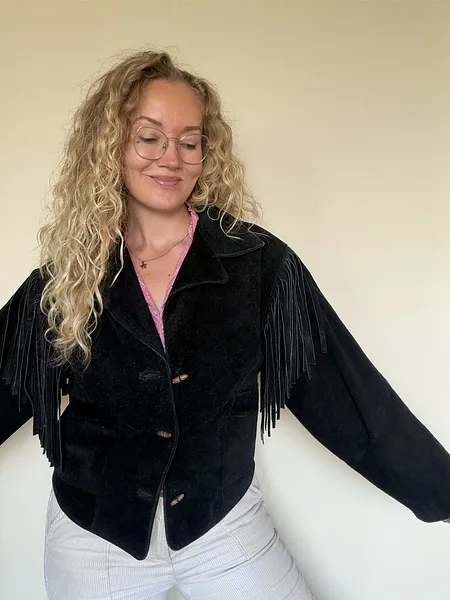 Black Suede Fringe Jacket, photo 8