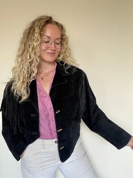 Black Suede Fringe Jacket, photo 3
