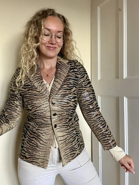 90s Escada Tiger Print Leather Jacket, photo 4