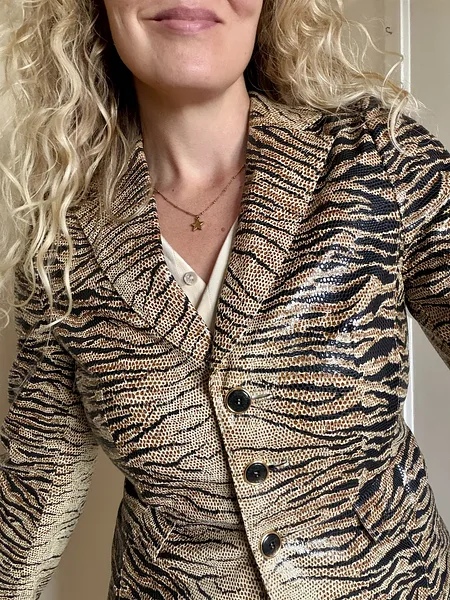 90s Escada Tiger Print Leather Jacket