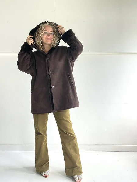 Chocolate Brown Shearling Coat, photo 3