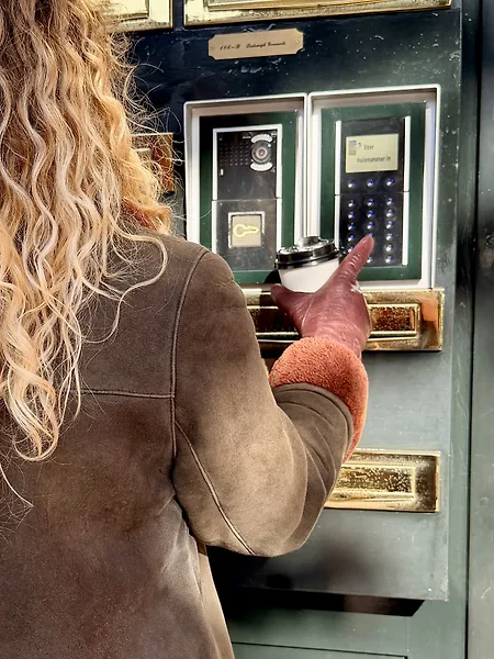 80s Green Shearling Coat with Rust Trim, photo 1