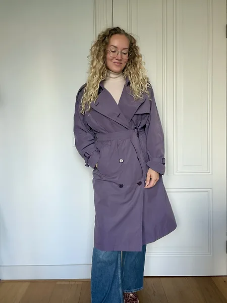 80s Lilac Trench Coat, photo 8