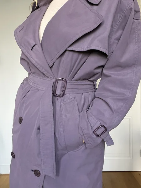 80s Lilac Trench Coat, photo 4
