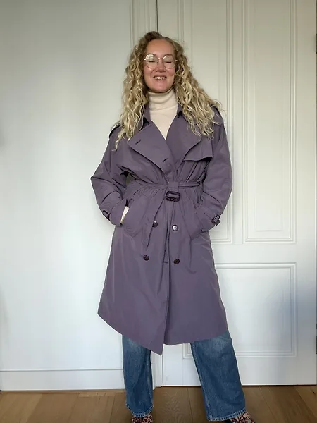 80s Lilac Trench Coat, photo 3