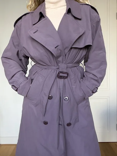 80s Lilac Trench Coat, photo 7