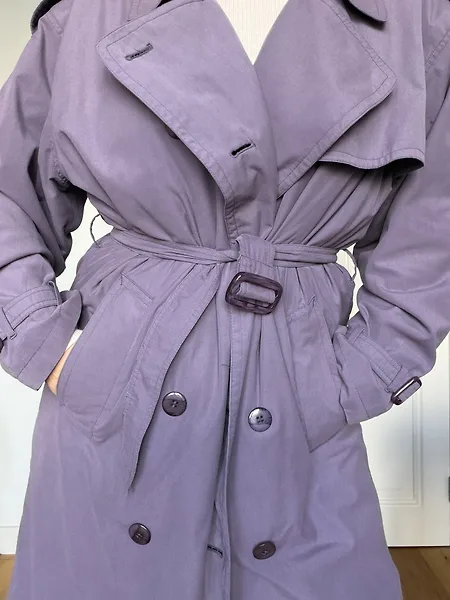 80s Lilac Trench Coat, full look