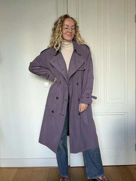 80s Lilac Trench Coat, photo 10