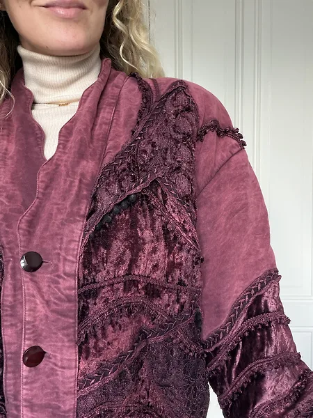 80s Warm Pink Cotton Bomber, full look