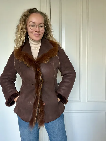 90s Reversible Burned Copper Shearling Coat, photo 3