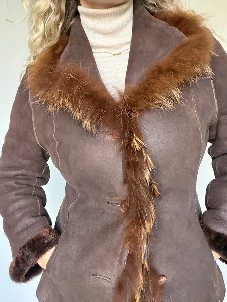 90s Reversible Burned Copper Shearling Coat, photo 5