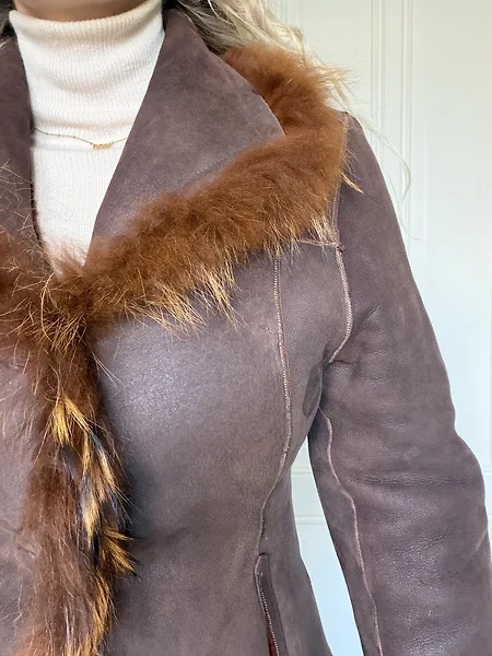 90s Reversible Burned Copper Shearling Coat, photo 9
