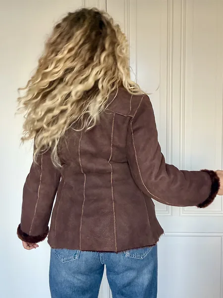 90s Reversible Burned Copper Shearling Coat, photo 10