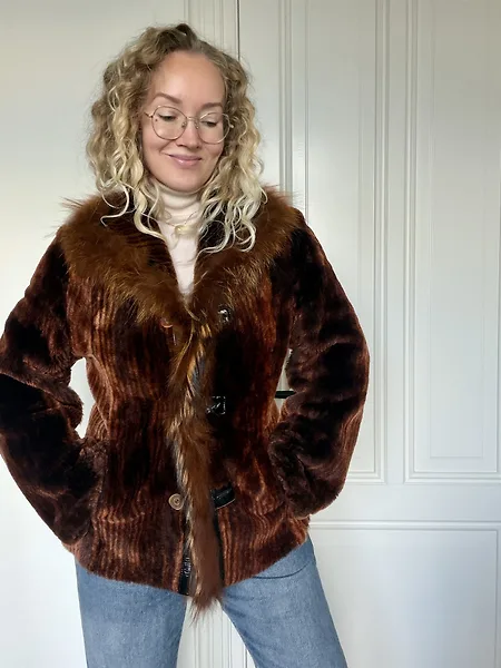 90s Reversible Burned Copper Shearling Coat, photo 4