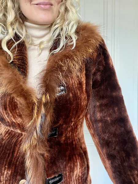 90s Reversible Burned Copper Shearling Coat, photo 8