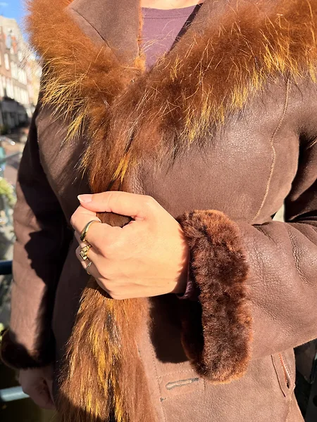 90s Reversible Burned Copper Shearling Coat, photo 11